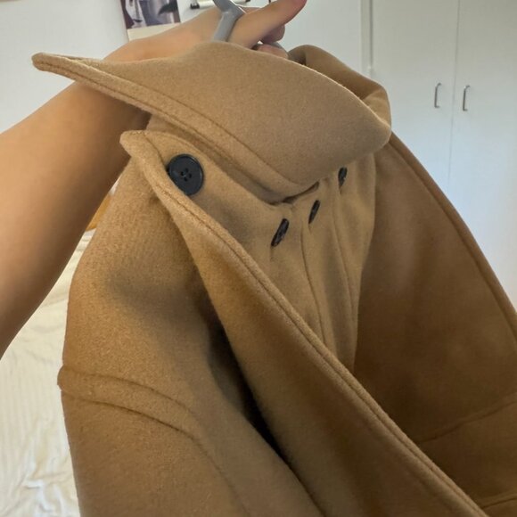 COS HOODED WOOL LONG DUFFLE COAT - CAMEL - Picture 3 of 4